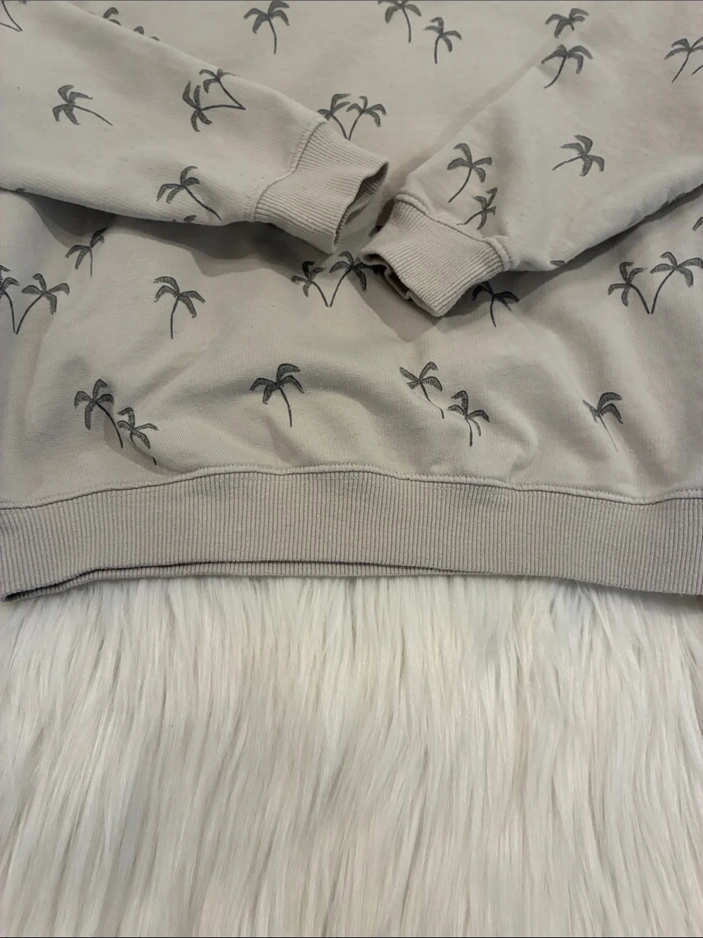 Rylee + Cru Gray Palm-Print Sweatpants & Sweatshirt Set